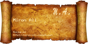 Miron Ali névjegykártya